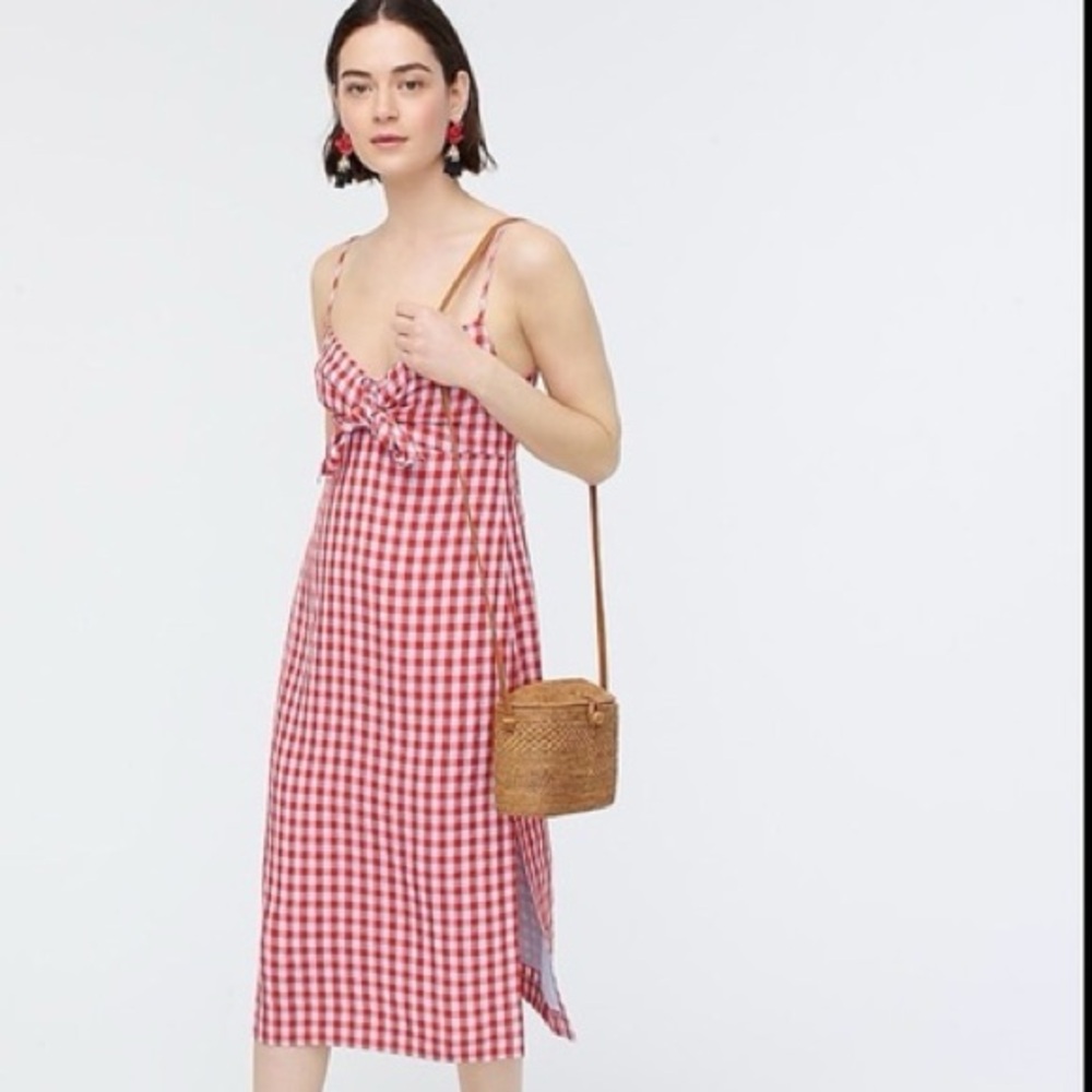 J. Crew Gingham Print Midi Dress Size 12
